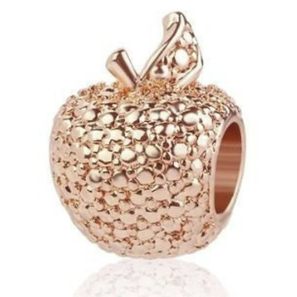 14 Kt Rose Gold Plated Sterling Silver Textured Matte Apple Charm - Picture 6 of 6
